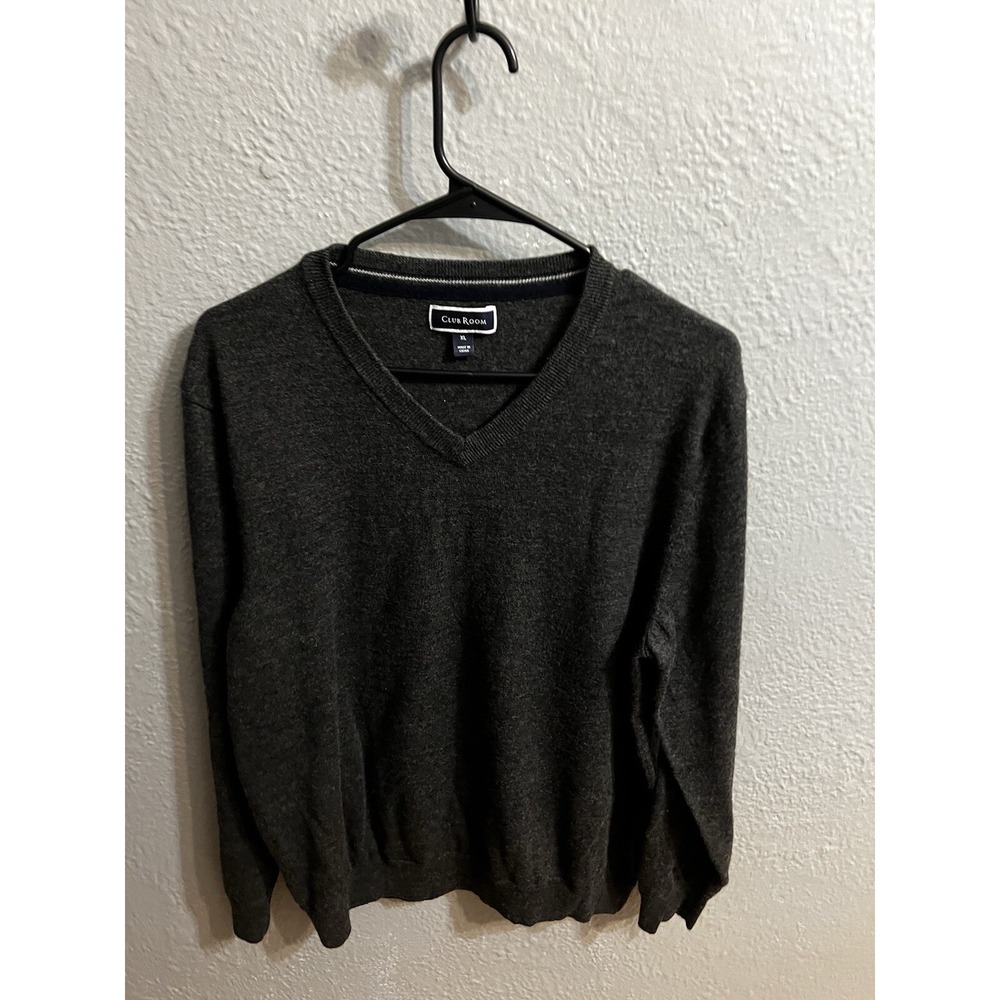 Mens Club Room Sweater Charcoal Grant‎ Wool Blend Size XL